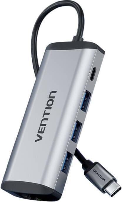 Produktbild Vention Multifunktion Adapter HDMi, 3xUSB, TF, SD, RJ45 (USB-C, 9 Ports)