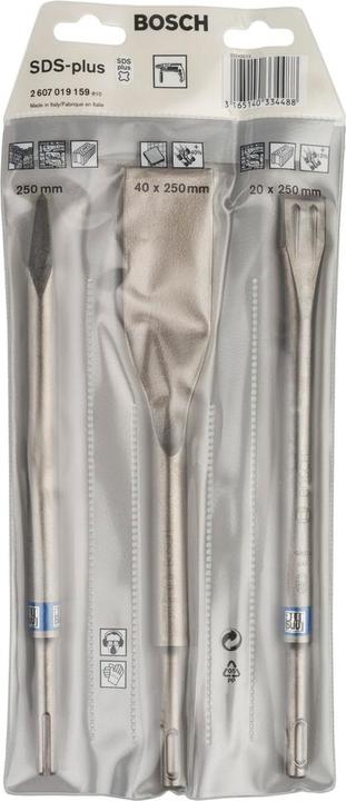 Produktbild Bosch Professional Zubehör 3-tlg. Meisselset, SDS plus, 0/20/40 mm (250 mm)