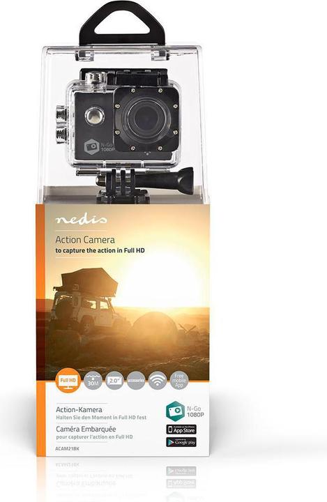 Productafbeelding Nedis Action Cam 1080p@30fps 12 MPixel Waterdicht tot: 30,0 m 90 min WLAN App beschikbaar voor: Andro (30p, WiFi)