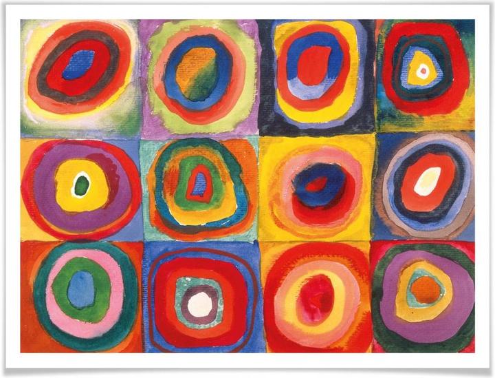 Produktbild Trenddeko Kandinsky - Farbstudie: Quadrate und konzenzentrische Ringe (50 x 40 cm)