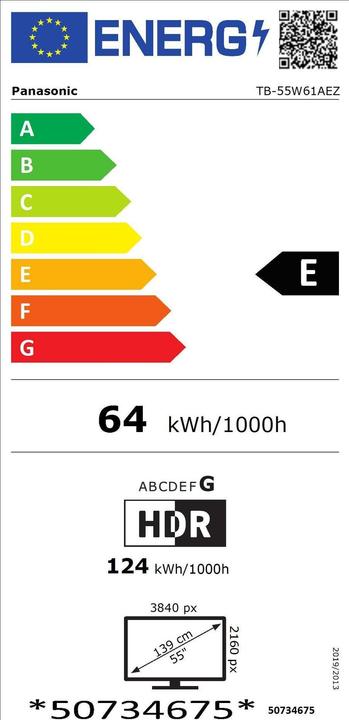 Energie-Label Panasonic TV-55W61AEZ (55", W61A, LED, 4K, 2025)