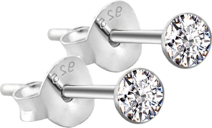Star Piercing Ohrstecker rund aus 925 Sterlingsilber mit Kristall silber (925 Sterlingsilber, ohne Messing)