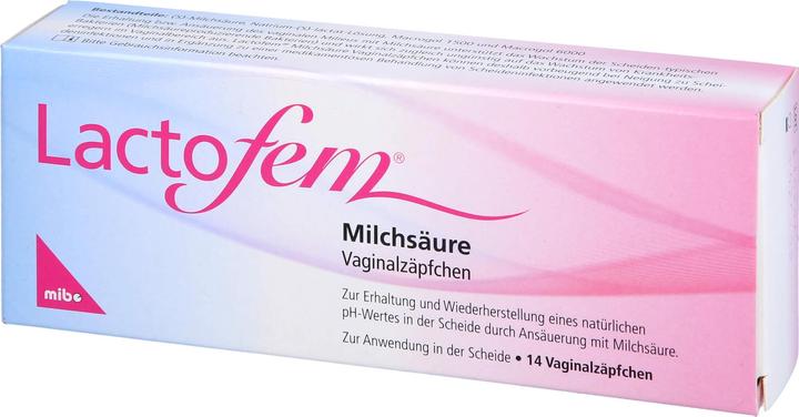 Image du produit Mibe Suppositoires vaginaux à l'acide lactique Lactofem, 14 suppositoires (Suppositoires vaginaux)