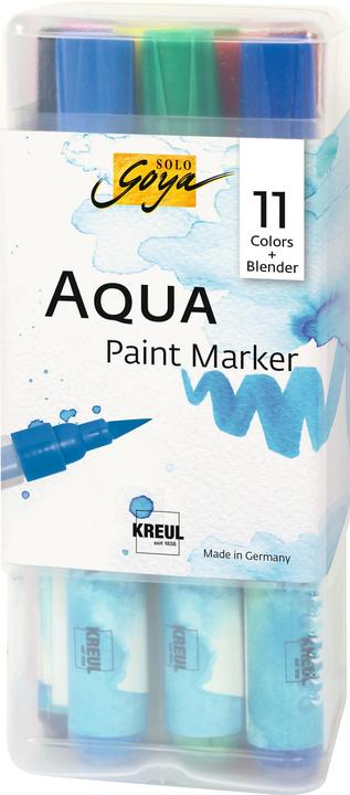 Immagine prodotto Solo Goya Aqua Paint Marker Powerpack (Nero, Blu cobalto, Ossido marrone scuro, Ciano, Grigio chiaro, Giallo-verde, Verde permanente, 12 x)