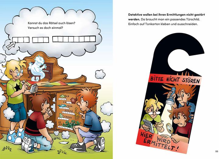 Actual product image Kosmos Die drei??? Kids Ferienrätselbuch (German, Ulf Blanck, Jan Sasse, Kim Schmidt, 2023)