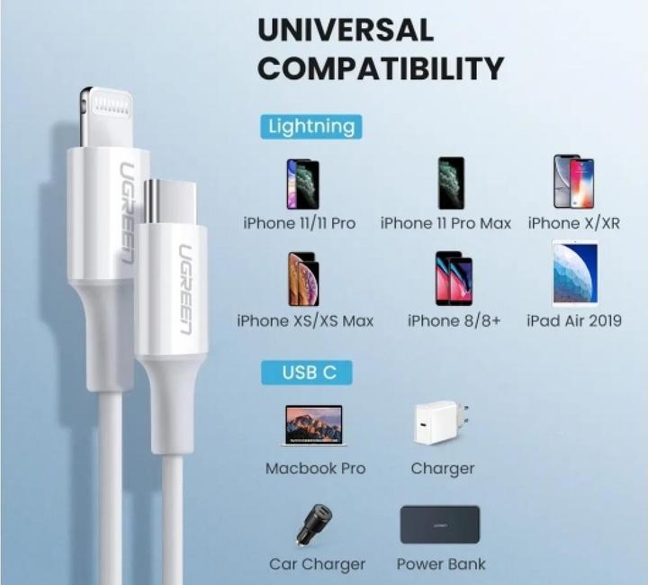Image du produit Ugreen Câble Lightning vers USB-C 2.0 (1 m, USB 2.0)