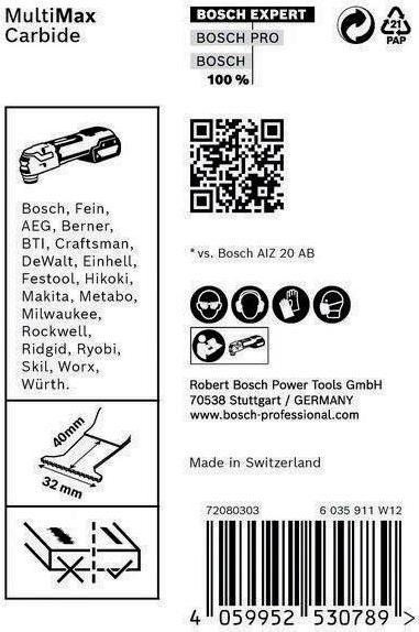 Image du produit Bosch Professional Zubehör Expert MultiMax AIZ 32 APIT Lame pour outils multifonctions, 32 mm, 10 pièces