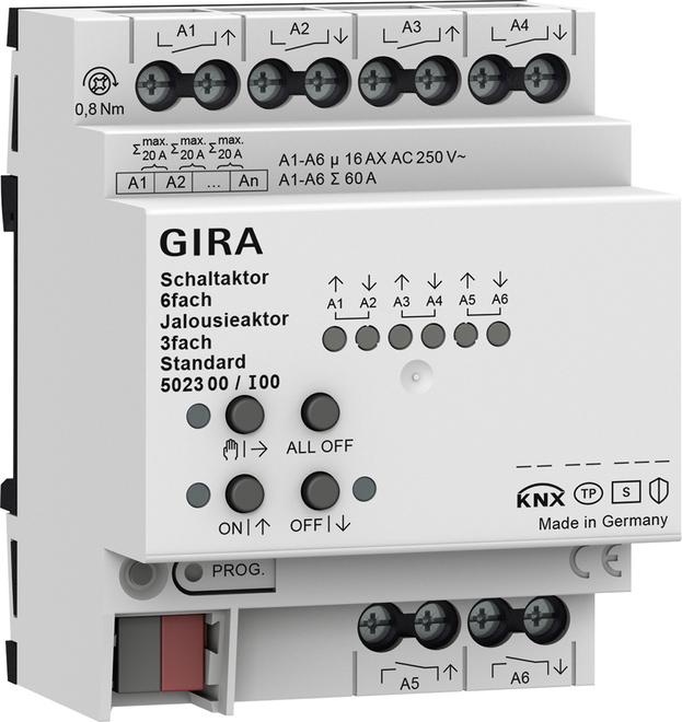 Image du produit Gira Actionneur de commutation, de stores 6f/3f 16 A 502300 (502300) (Actionneur de volet)