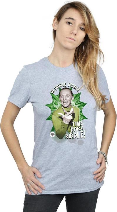 Actual product image Womens/Ladies Batman TV Series The Riddler Time for a Riddle Cotton Boyfriend T-Shirt (XL)
