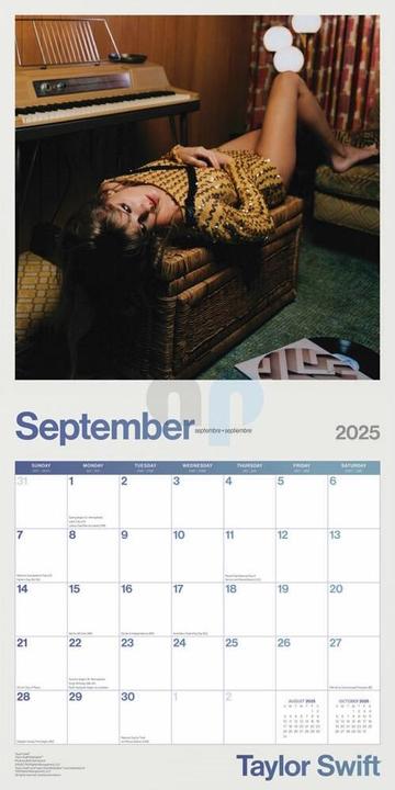 Actual product image Taylor Swift Square Wall Calendar 2025 (30.5 x 30.5 cm, No binding, Italian, Spanish, German, French, English)