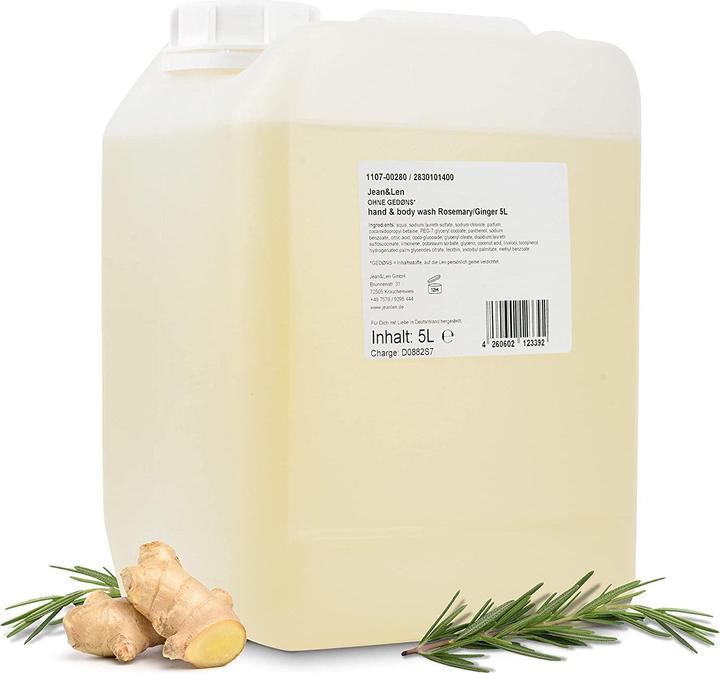 Jean & Len Savon pour les mains et le corps Rosemary & Ginger (Savon liquide, 5000 ml)