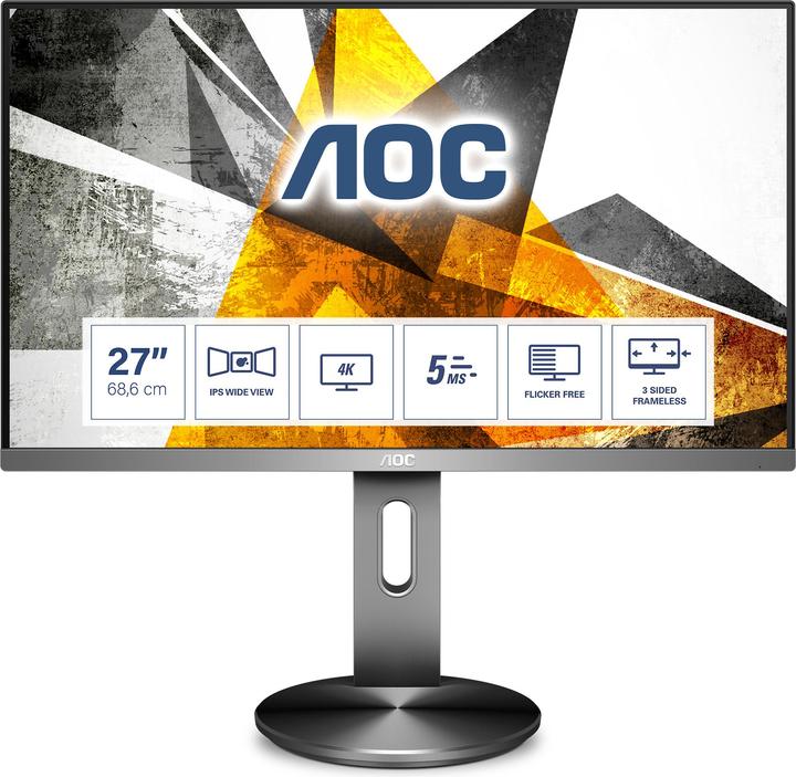 AOC U2790PQU LED IPS 27" UHD 3840x2160p 50M:1 (tip. 1000:1) 350cd 5ms HDMI2.0 (3840 x 2160 pixel, 27")