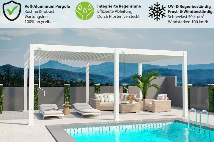 Image du produit Weide Pergola Deluxe Plus 4x6m avec toit à lamelles Blanc (400 cm, 600 cm)