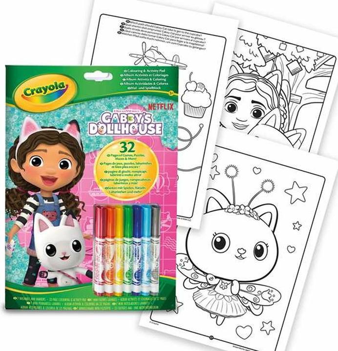 Immagine prodotto Crayola L'album di attività e colori Gabby's Dollhouse, 32 pagine da colorare e 7 mini-feltri lavabili