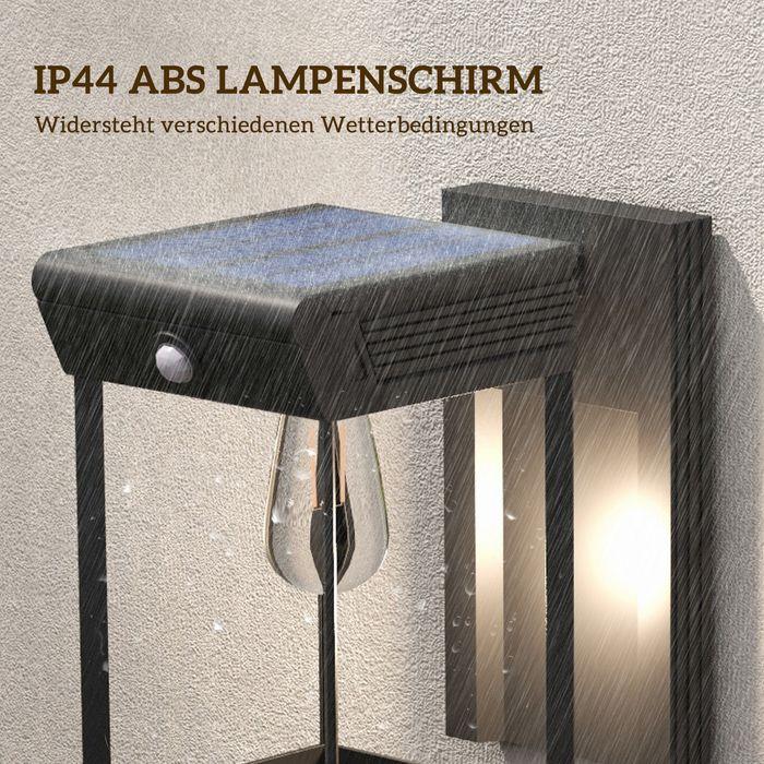Produktbild Swisshandel24 Solar Wandleuchte LED Aussenleuchte Gartenleuchte warmweiss verstellbar Lichtsensor IP44 Schwarz (160 lm, IP44)