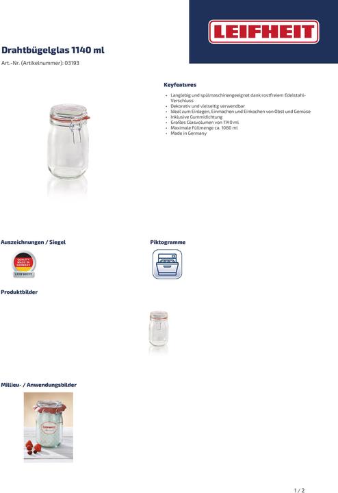 Actual product image Leifheit Wired ironing glass (1 pcs., 1.14 l)