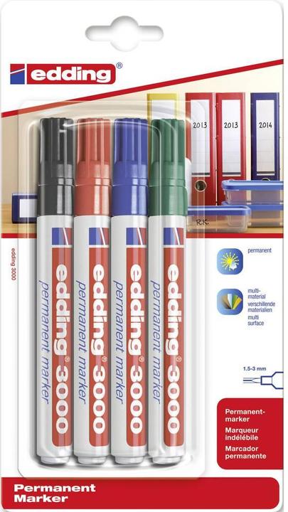 Image du produit Edding 3000 (Multicolore, 3 mm, 4 x)