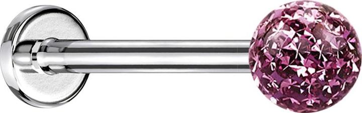 Produktbild Star Piercing Micro Labret silber mit Kristallkugel hellviolett und Epoxy Schutzschicht (ohne Messing, Chirurgenstahl 316L)
