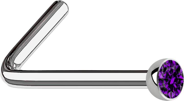 Produktbild Star Piercing Nasenstecker gewinkelt silber mit Kristall violett (Titan G23, ohne Messing)