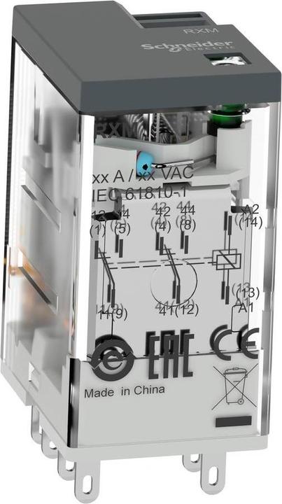 Produktbild Schneider Miniaturrelais, Easy Harmony RXM2L, 5A, 2W, 24V DC, mit LED RXM2LB2BD