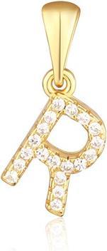 JVD Gold-plated pendant with zircons letter "R" SVLP0948XH2BIGR
