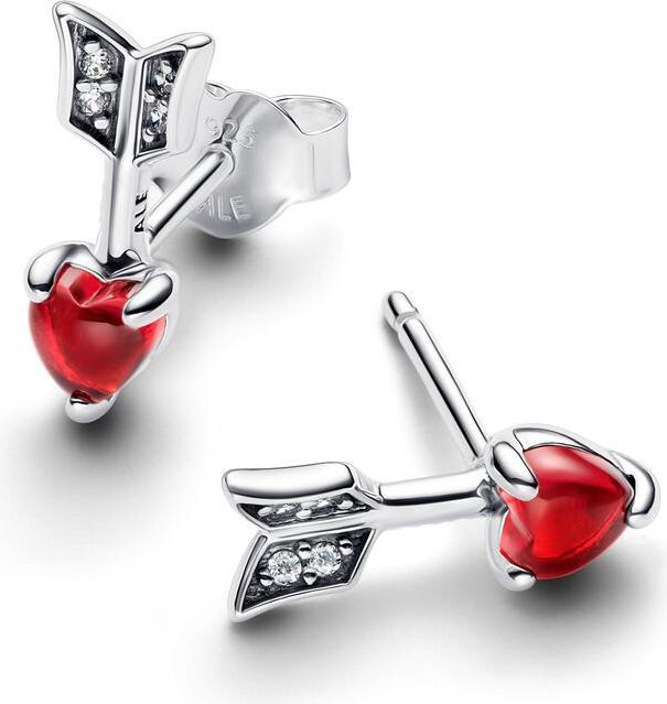 Actual product image Pandora Stud Earrings Arrow & Murano Glass Heart (Sterling silver 925)
