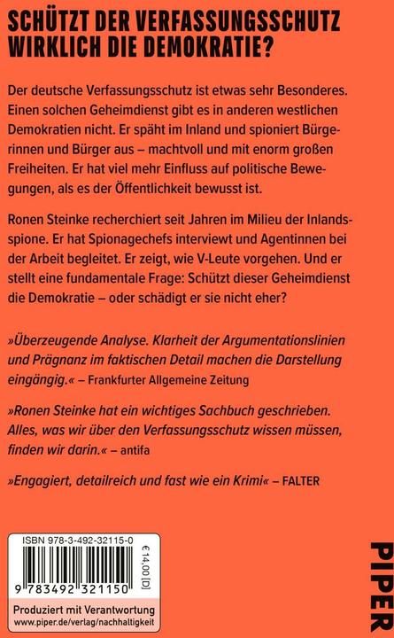 Actual product image Verfassungsschutz (German, Ronen Steinke, 2025)