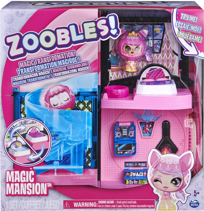 Spin Master Zoobles Magic Mansion Traumhaus zum Verwandeln mit 6 Zimmern, Rutsche und Zubehör (6061366)