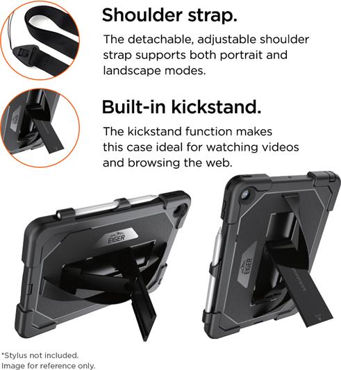Actual product image Eiger Schutzcase mit Handschlaufe und Kickstand Peak 4000m Black (iPad Pro 11 2024 (M4))