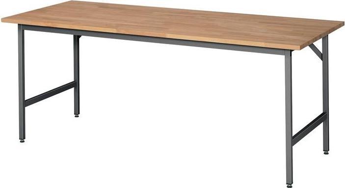 RAU Arbeitsttisch Jerry B2000xT800xH800-850mm Arbeitsplatte Buche-Massiv, Stärke 25 mm Gestell anthra... (82 cm, 202.50 cm)