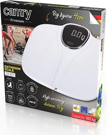 Actual product image Camry Bathroom scale CR 8171w Maximum weight (capacity) 180 kg, Accuracy 50 g, Body Mass Index (BMI) (180 kg)