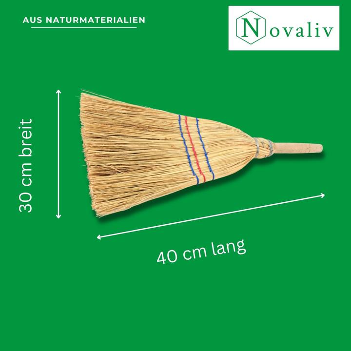 Actual product image Novatool Kleiner Besen Reisigbesen mit Stiel kurz 40cm Strohbesen Kinder Hexenbesen klein Garden Bro (1 pcs.)