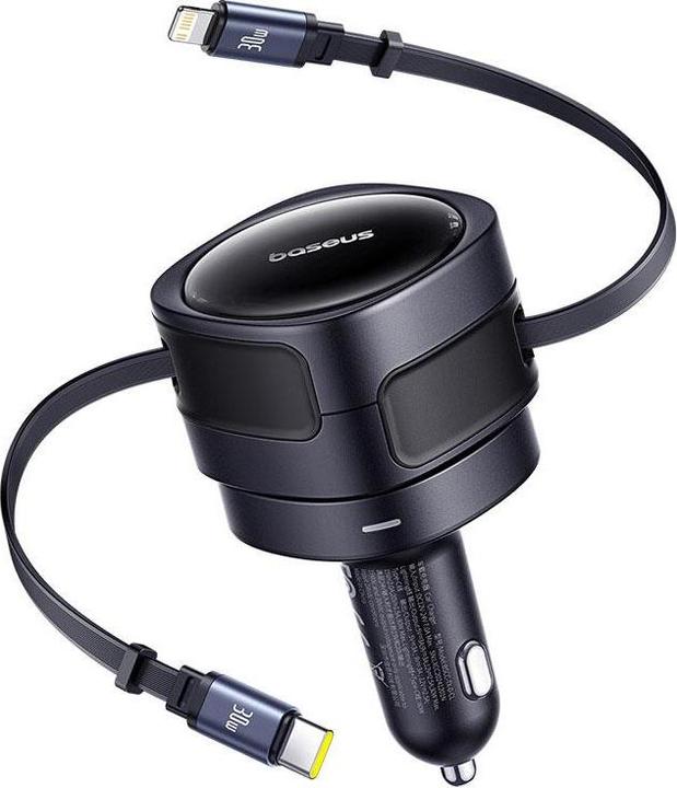 Actual product image Baseus Enjoyment Max Car Charger C+L Cables 60W Cosmic Black