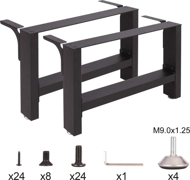 Actual product image Wiltec Industrial Square Table Legs Powder-coated Black 64x40cm for Tables Benches and Desks
