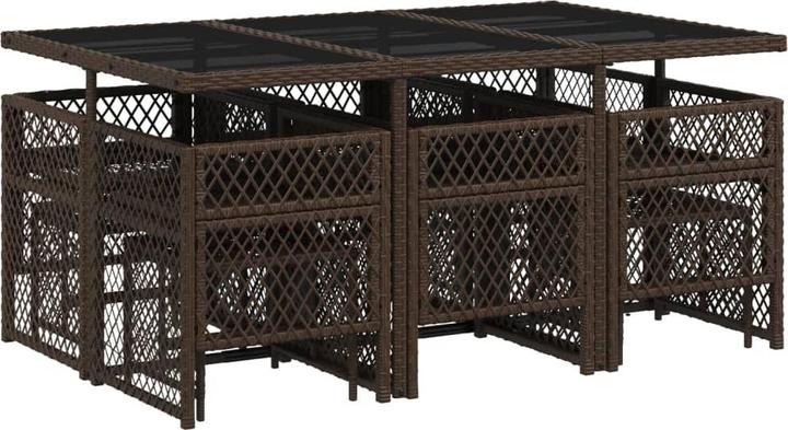 Actual product image VidaXL Garden furniture dining set garden set seating group 11-piece brown poly rattan (165 cm)