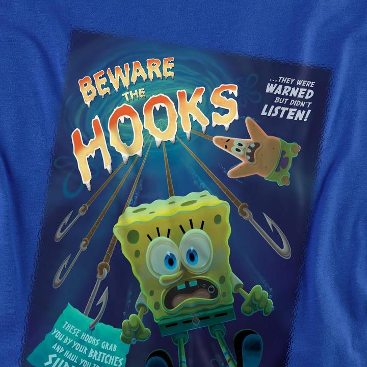 Actual product image Spongebob Squarepants Unisex Adult Beware The Hooks T-Shirt (XXL)