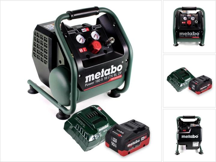 Productafbeelding Metabo Power 160-5 18 LTX BL OF Accu-compressor 18 V 8,0 bar Brushless + 1x oplaadbare accu 10,0 Ah + (8 bar, 5 l)