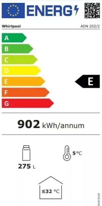 Label énergétique Whirlpool Réfrigérateur commercial ADN 202/2 (275 l)