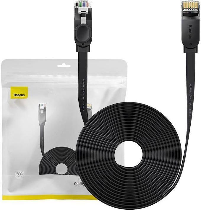 Immagine prodotto Baseus Alta velocità Sei tipi di cavo di rete RJ45 Gigabit (cavo piatto)15m Nero (UTP, CAT6, 15 m)