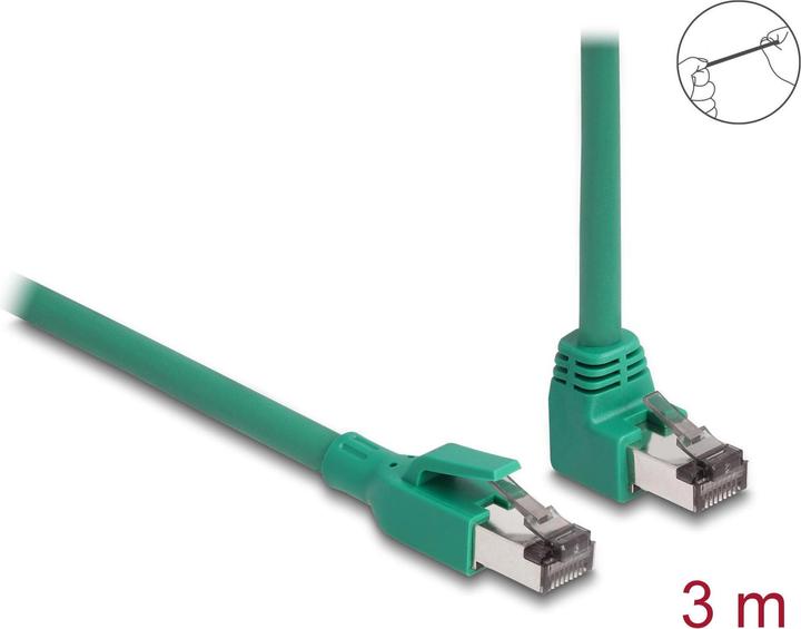 Produktbild Delock RJ45 Netzwerkkabel PROFINET SF/UTP 90° gewinkelt 3 m grün (SF/UTP, CAT6, 3 m)