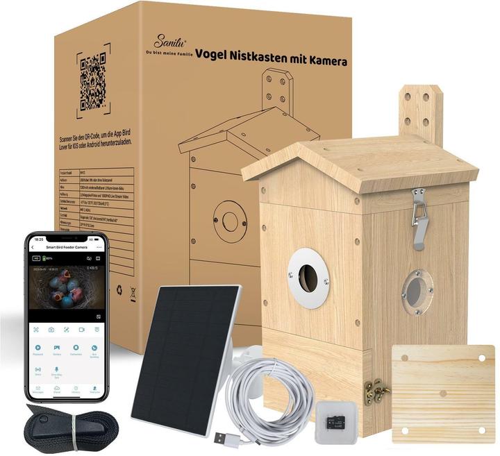 Actual product image Sanilu Clean Sanilu Vogel Nistkasten mit Kamera, Solarpanel inklusive