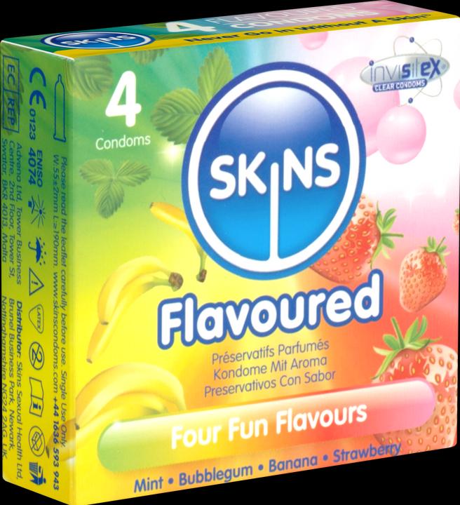 Actual product image Skins Flavoured" Fun Flavours, flavour mix of 4 delicious condoms - without latex odour (4 pcs.)