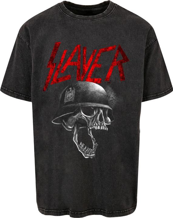 Merchcode Slayer - Grayscale Helmet Acid Washed Oversize Tee - 169669 (S)