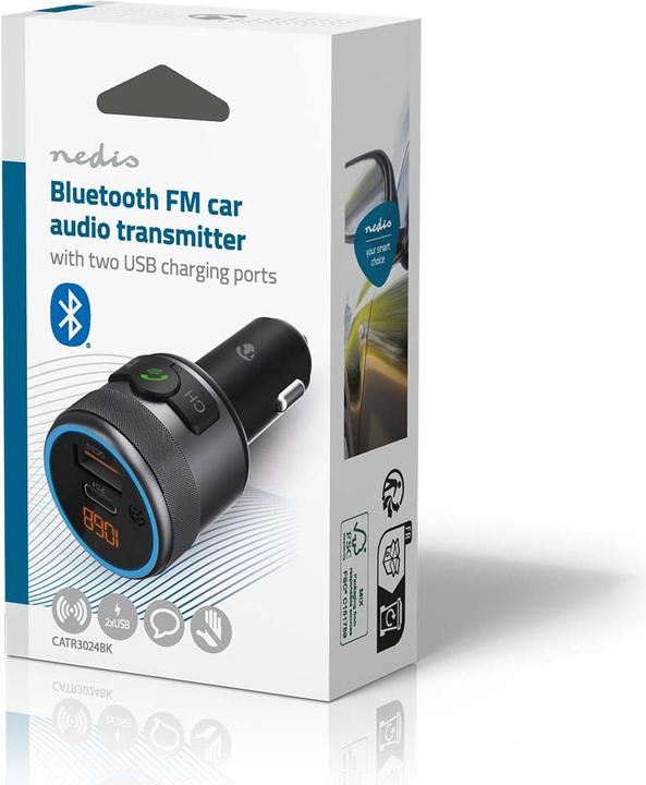 Produktbild Nedis Kfz Audio FM Transmitter - Fest - freisprechend - 1" - Amber Screen - Bluetooth - PD 18 W/PD 2