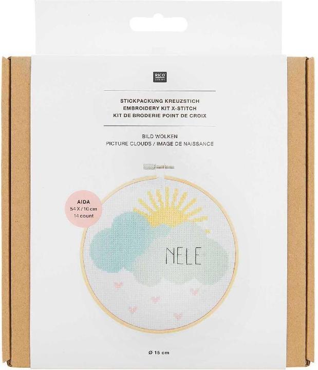 Image du produit Rico Design Kit de broderie image de naissance nuages.100140