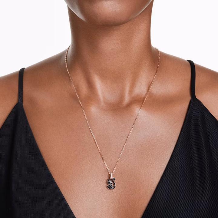 Produktbild Swarovski Iconic Swan Halskette Schwan Klein Schwarz Roségold (Swarovski Metall, 38 - 43 cm)