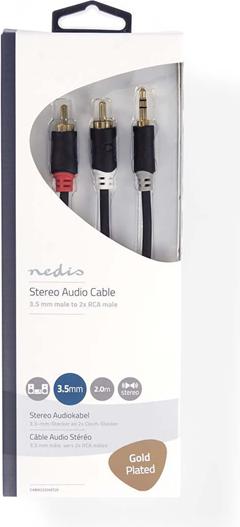 Immagine prodotto Nedis CABW22200AT20. Connessione 1: 3,5 mm, Connessione 2: 2 x RCA, Materiale del cavo: Alluminio (2 m)