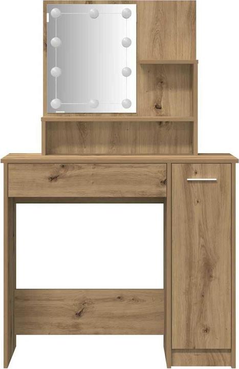 Image du produit VidaXL Schminktisch-Set mit LED-Leuchten Artisan-Eiche Holzwerkstoff (86.5 x 35 x 136 cm)