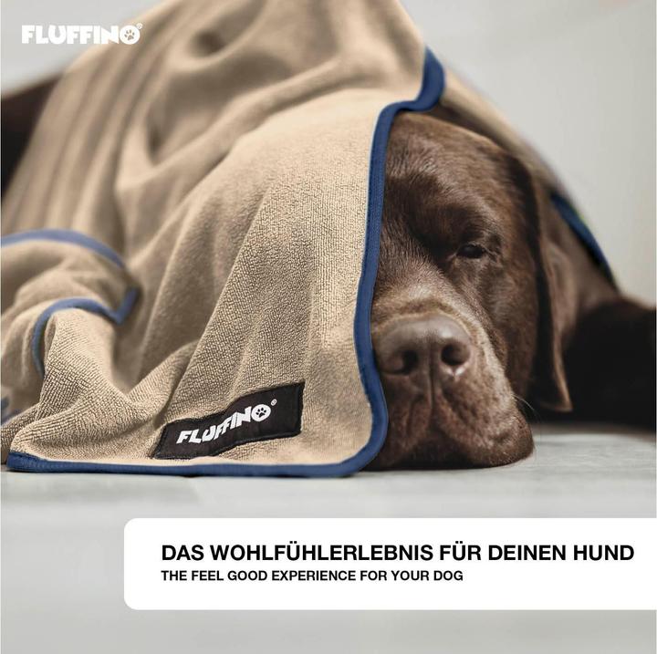 Actual product image Fluffino Dog towel set, beige / blue, L (Dog)