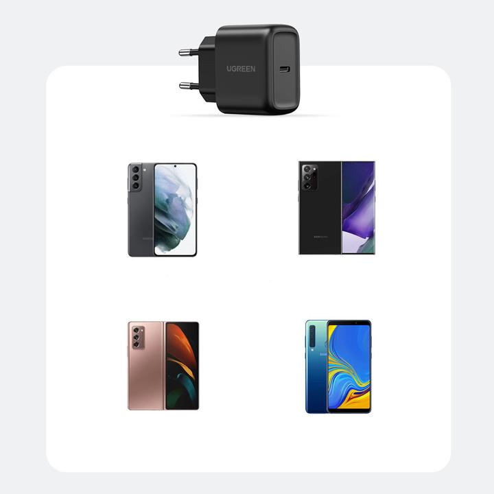 Immagine prodotto Ugreen Caricatore da parete CD250, 25W, USB-C (nero) + cavo da USB-C a USB-C, 2m (nero) (25 W)